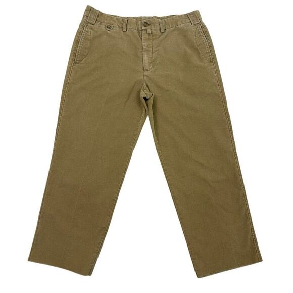 Ermenegildo Zegna Corduroy Pants L 34x26 Honey Tan Frayed Raw Hem Coastal Italy